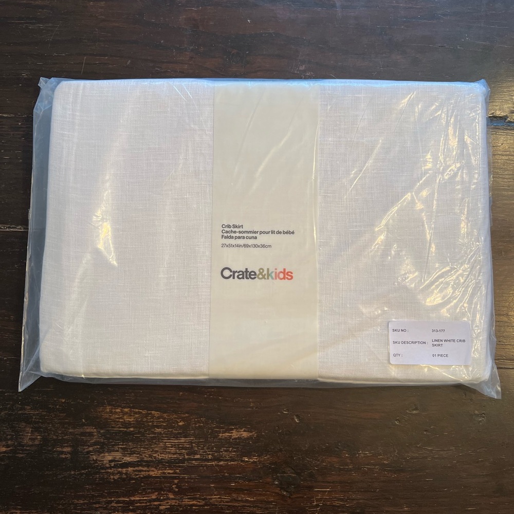NWT White Linen Crib Skirt